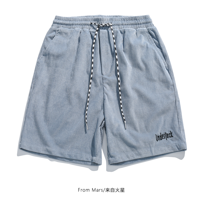 短裤灯芯绒抽绳宽松阔腿vintage