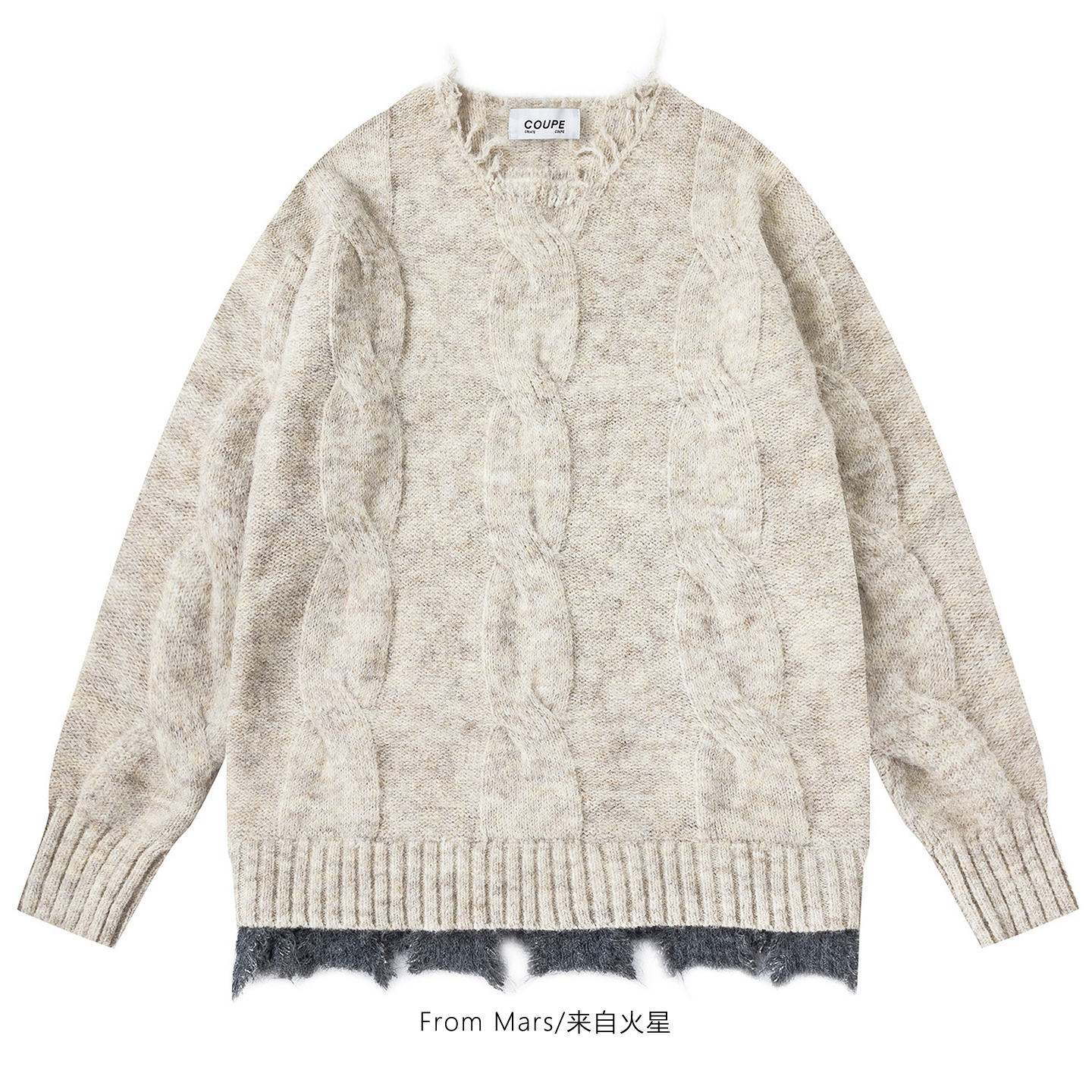 拼接慵懒针织衫宽松毛衣情侣BF