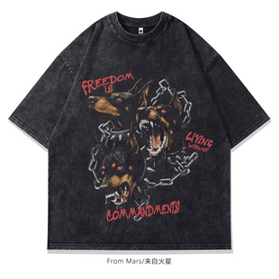 From Mars Angry Puppy loose short-sleeved T-shirt trendy