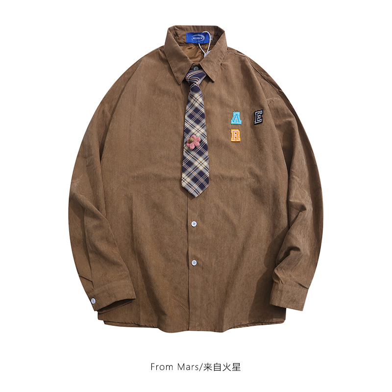 领带男女休闲宽松百搭长袖衬衫