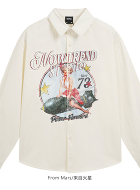 From Mars 黑白色 衬衫街头水洗做旧百搭高级感宽松小众休闲衬衣