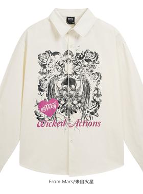 From Mars 迷幻风 黑色设计感外套衬衫女美式复古宽松慵懒风痞帅