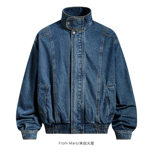 纯色宽松立领牛仔夹克外套潮