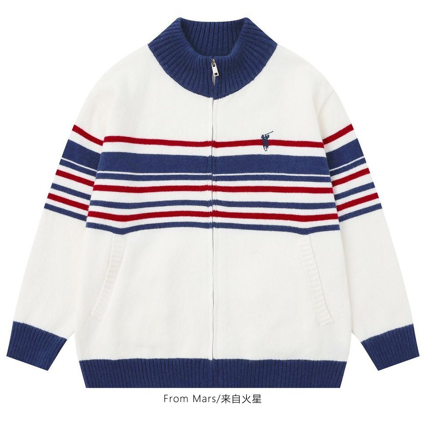 宽松条纹拉链针织衫毛衣男女