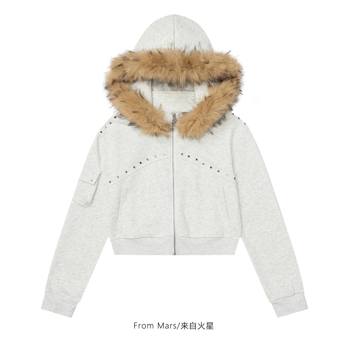 冷空气来大毛领拉链连帽卫衣