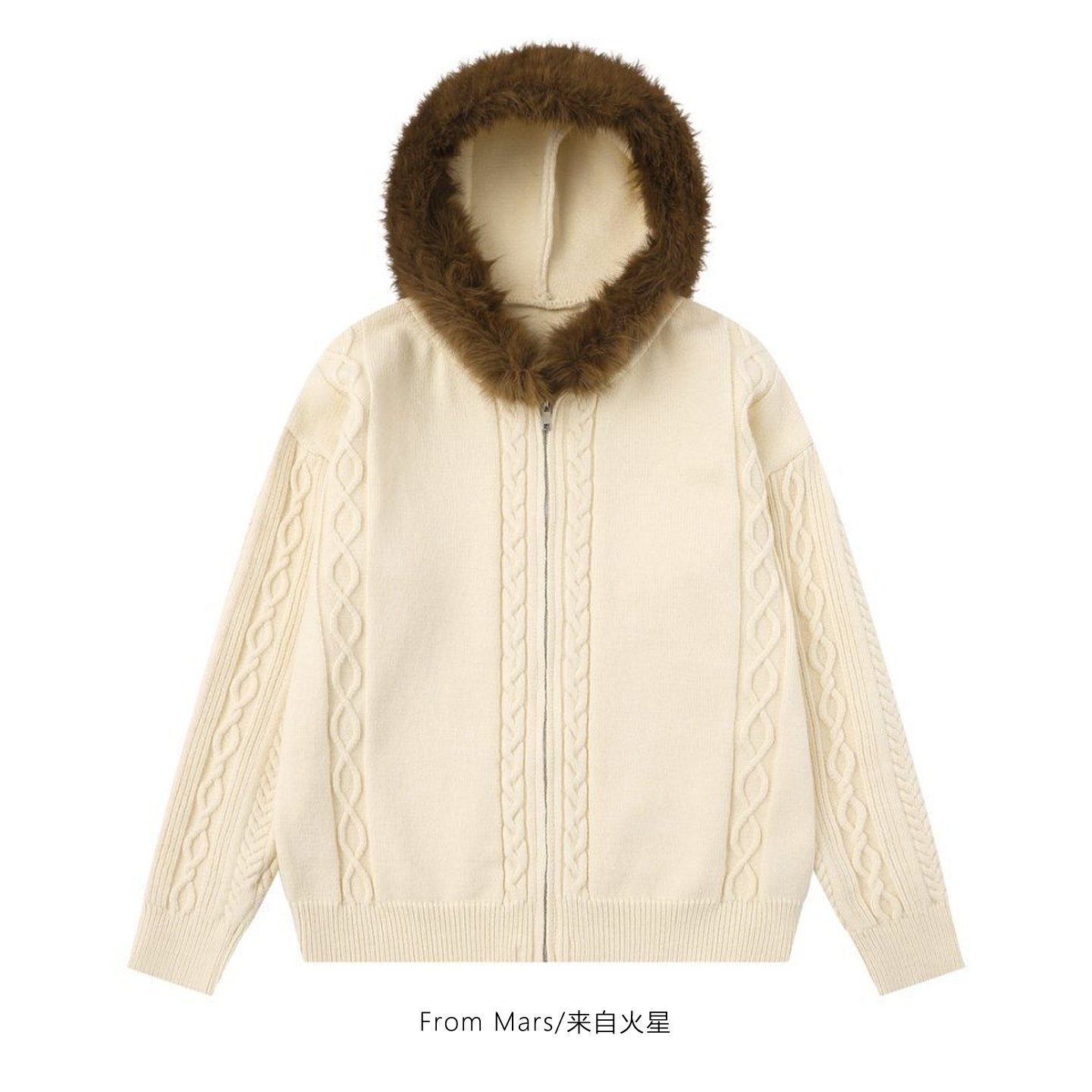 也许会好拉链开衫连帽毛衣