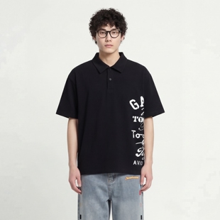 waist lettering Mars shirt sleeved Side short From lapel