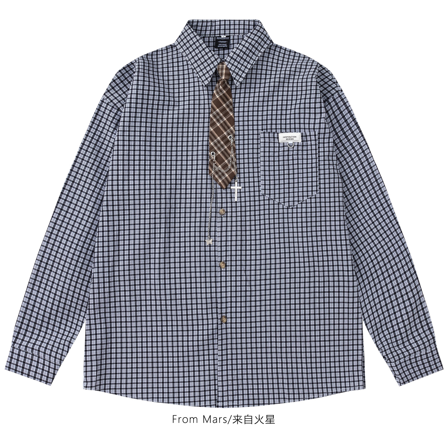 滚汤的青春宽松情侣长袖衬衫