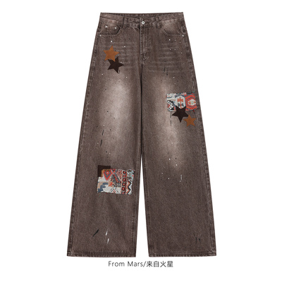 那些怀念设计感星星宽松牛仔裤