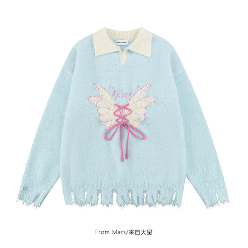 相互捆绑针织衫宽松百搭毛衣