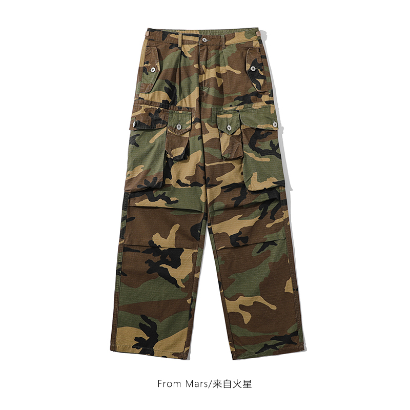 工装裤迷彩直筒阔腿宽松长裤潮