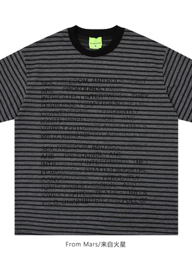 From Mars Overprinted slogans, short-sleeved T-shirt, stripe