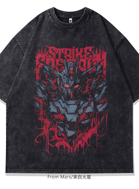 From Mars 瓦里奥舞者 美式高街痞帅短袖潮牌男女宽松印花T恤黑色