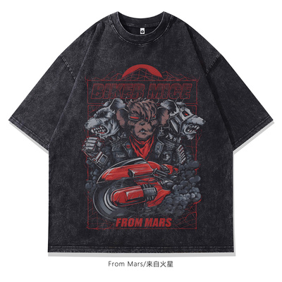 立马出招水洗卡通圆领短袖T恤