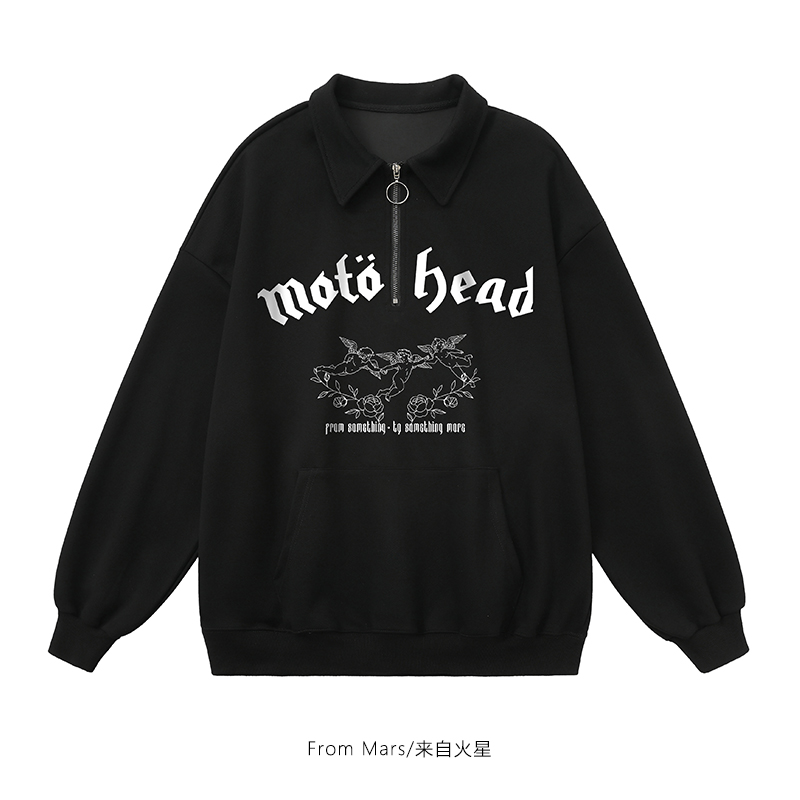 印花翻领卫衣宽松休闲男女bf