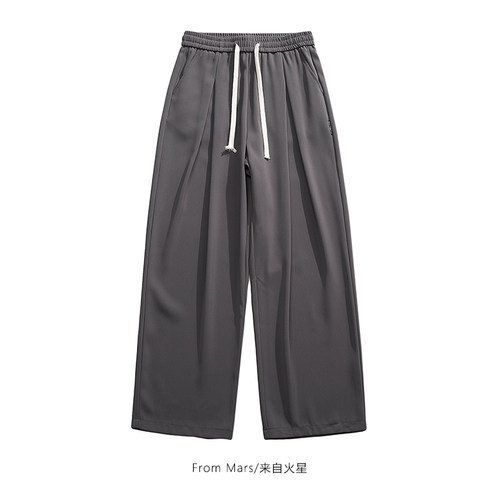 宽松抽绳轻薄百搭休闲阔腿长裤