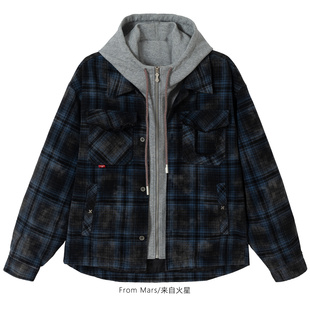 about retro plaid From cotton Ask loose coat Mars