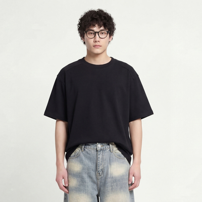 留白美学拼接短袖T恤宽松百搭