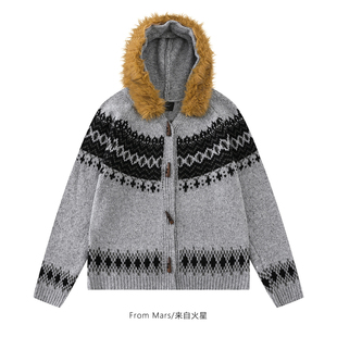 From Mars Slow heating and quiet cardigan hooded sweater