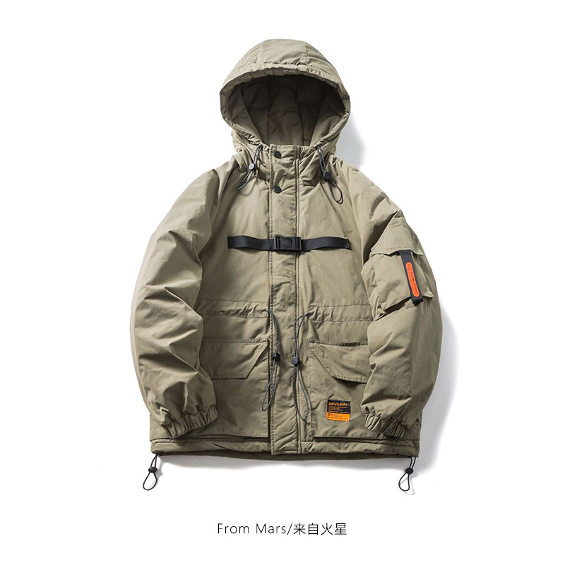 From Mars严明的纪律 美式复古黑织带多口袋连帽棉服工装保暖防风,男装,棉衣,淘宝优惠券,粉丝福利购,淘宝优惠卷