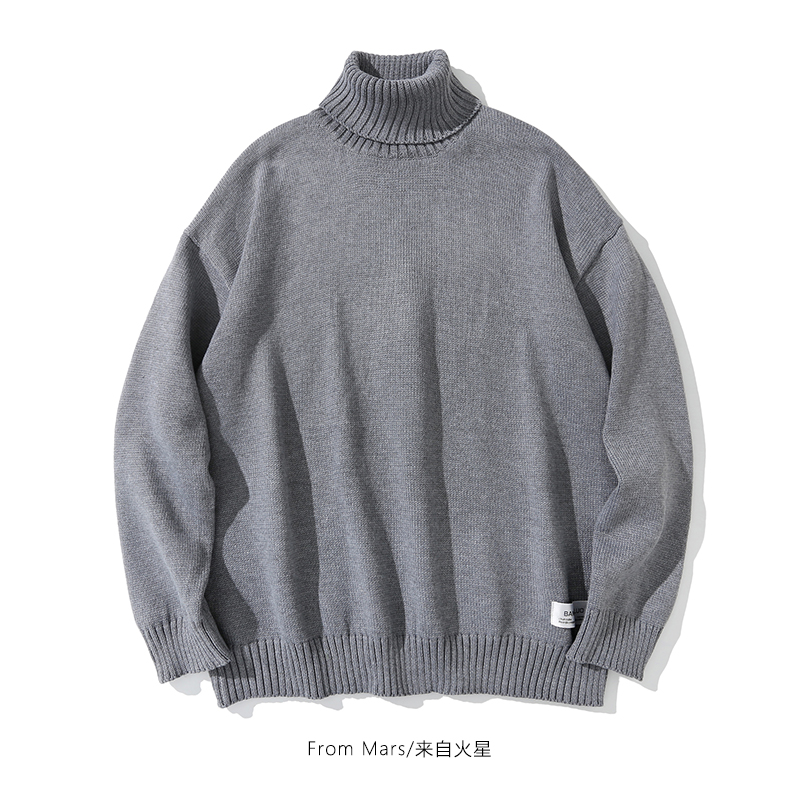 FromMars高领简约纯色毛衣