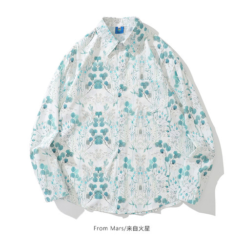 浪漫清新水彩花草宽松休闲开衫