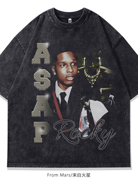 From Mars 地狱鲁路修 男女美式高街痞帅短袖潮牌印花夏季黑色T恤