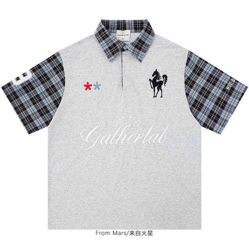 小马图案宽松Polo衫短袖T恤潮