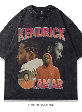 From Mars 摇滚计划 男女美式高街痞帅短袖潮牌印花夏宽松T恤黑色