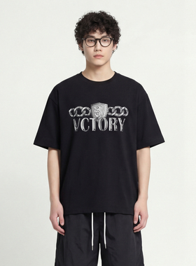 From Mars Chain shield cotton T-shirt short sleeves