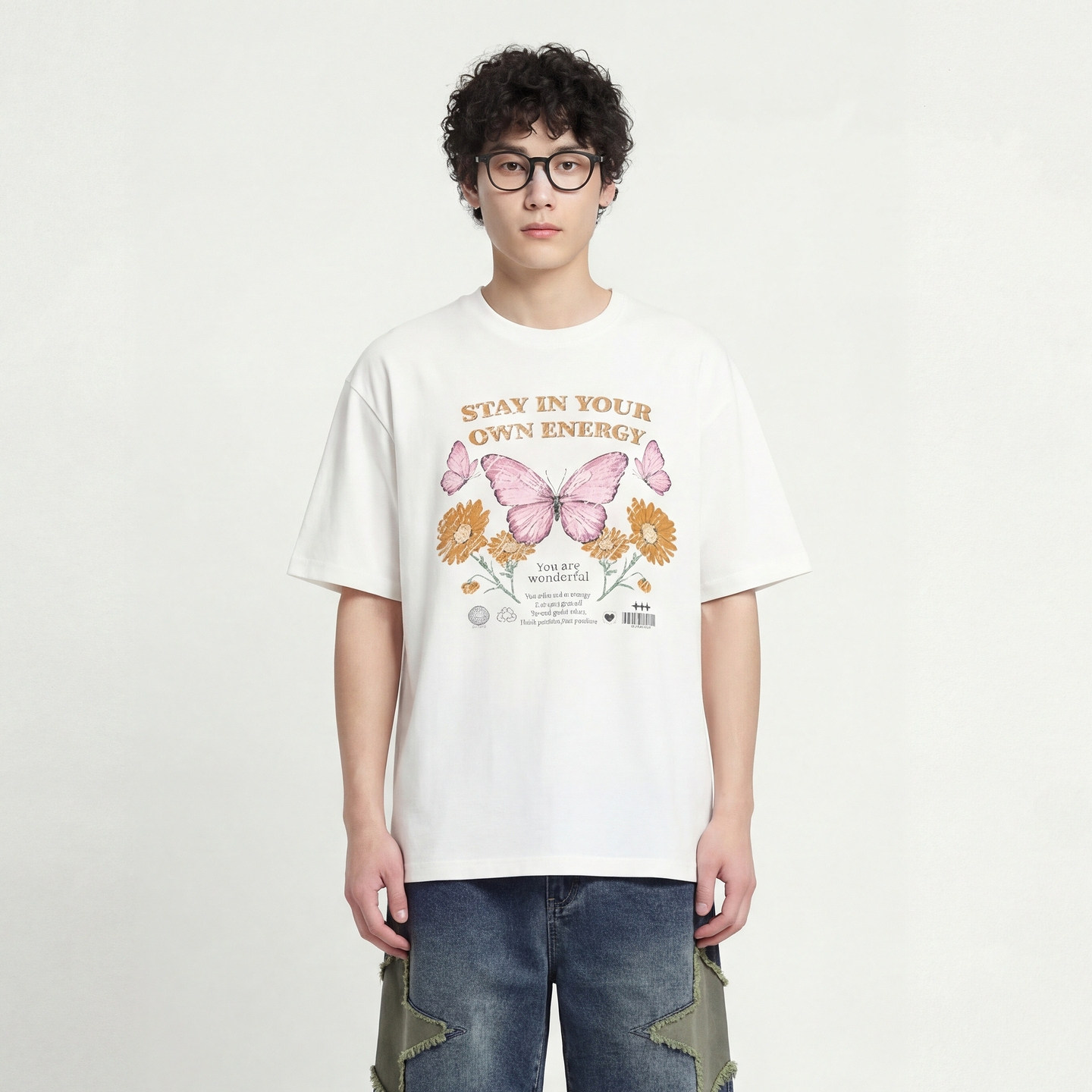 From Mars Piper Daisies printed T-shirt short sleeves - 实物图