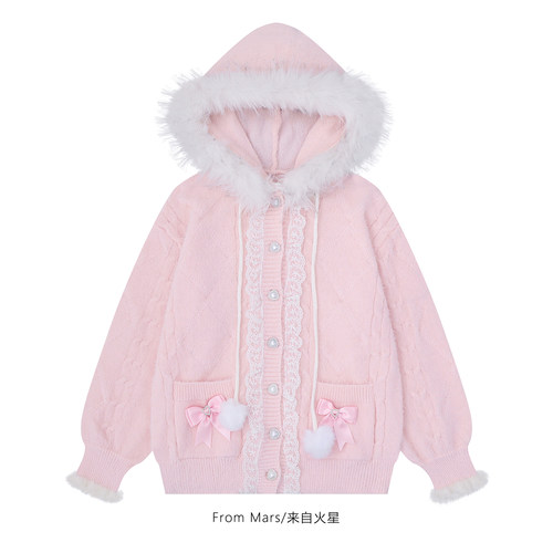 新品速递开衫口袋蝴蝶结外套女
