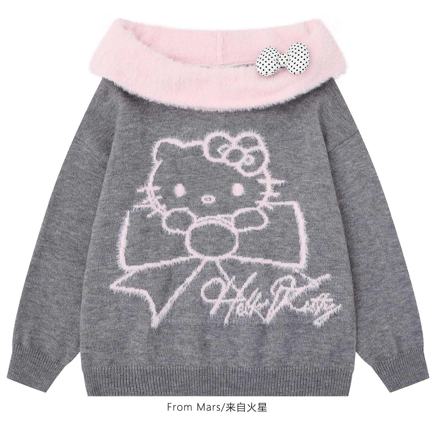 万物都日常撞色宽松蝴蝶结毛衣