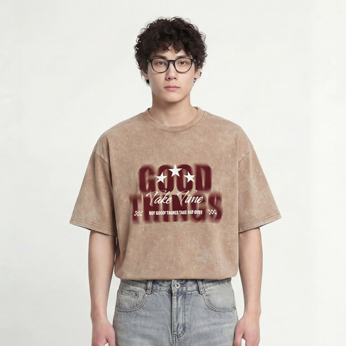 好事将至星星印花宽松短袖T恤