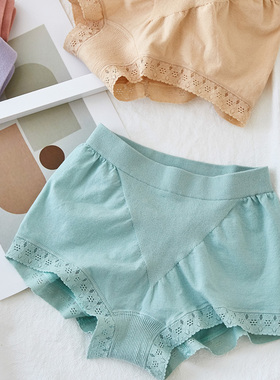 三条装 fimage有致内裤女士弹力棉质面料中腰三角裤蕾丝提臀短裤