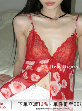 RojoOscuro 智惠美人 情人限定约会情趣透视蕾丝性感纯欲睡衣吊带