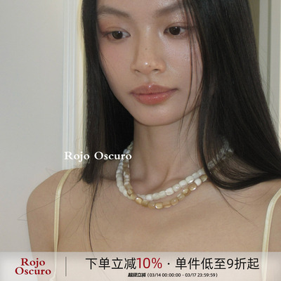 天然马蹄螺珠纯银短款项链锁骨链