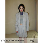 外套女低腰半裙两件套 HEIRLOOM原创设计23AW复古浅灰垫肩羊毛西装