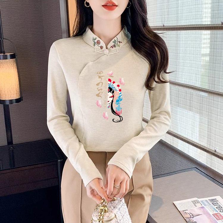 长袖中式常规刺绣印花德绒女文艺