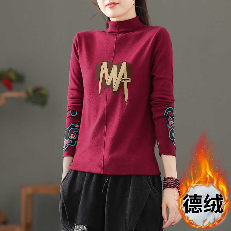 潮流常规保暖德绒复古民族风T恤