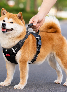 狗狗牵引绳胸背带遛狗绳子外出防挣脱柴犬中大型犬背心式狗链宠物