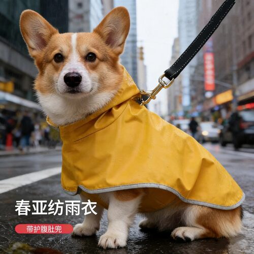宠物狗狗雨衣中小型犬防水全包斗篷雨衣小狗雨披带牵引孔宠物衣服