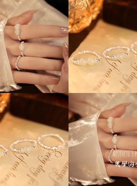 S925银和田玉碎银子戒指