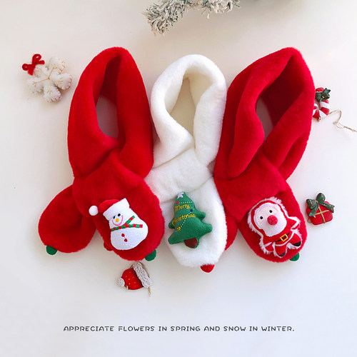 儿童冬季红色圣诞可爱保暖围脖