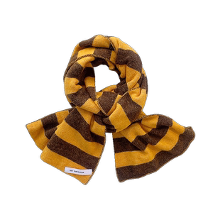 长款针织围巾女冬季拼色条纹学生韩版百搭粉红色可爱少女保暖围脖