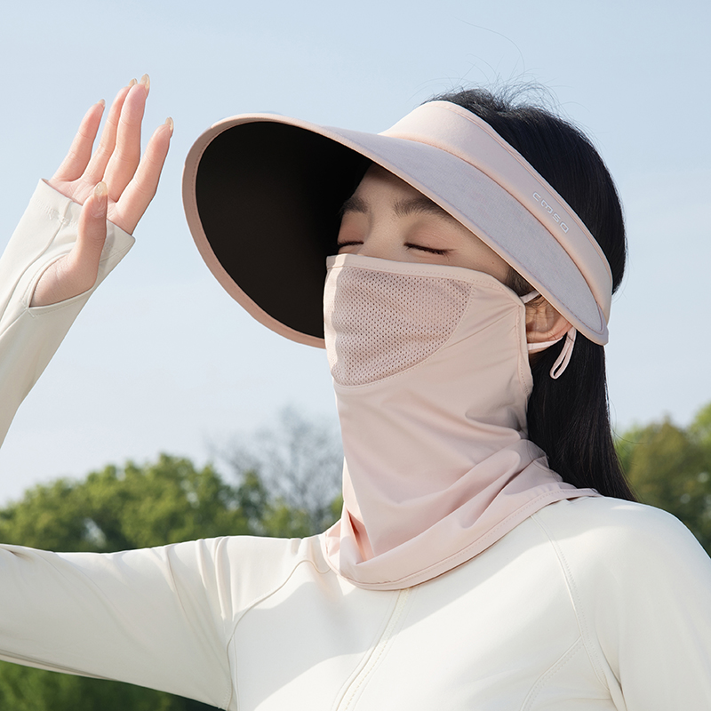 帽子面罩一体女夏季黑胶遮阳帽