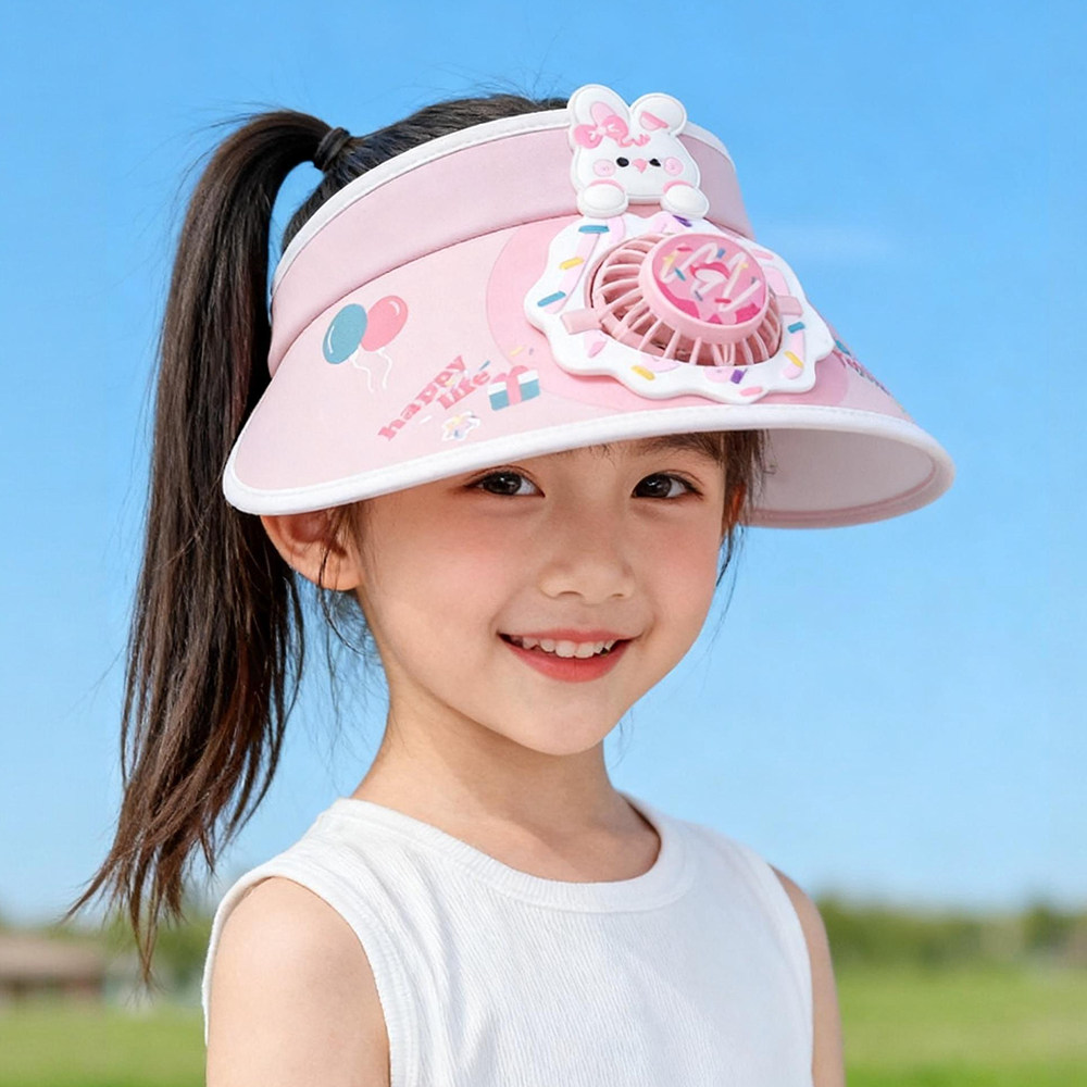 儿童风扇遮阳帽大帽檐可爱防晒夏图片