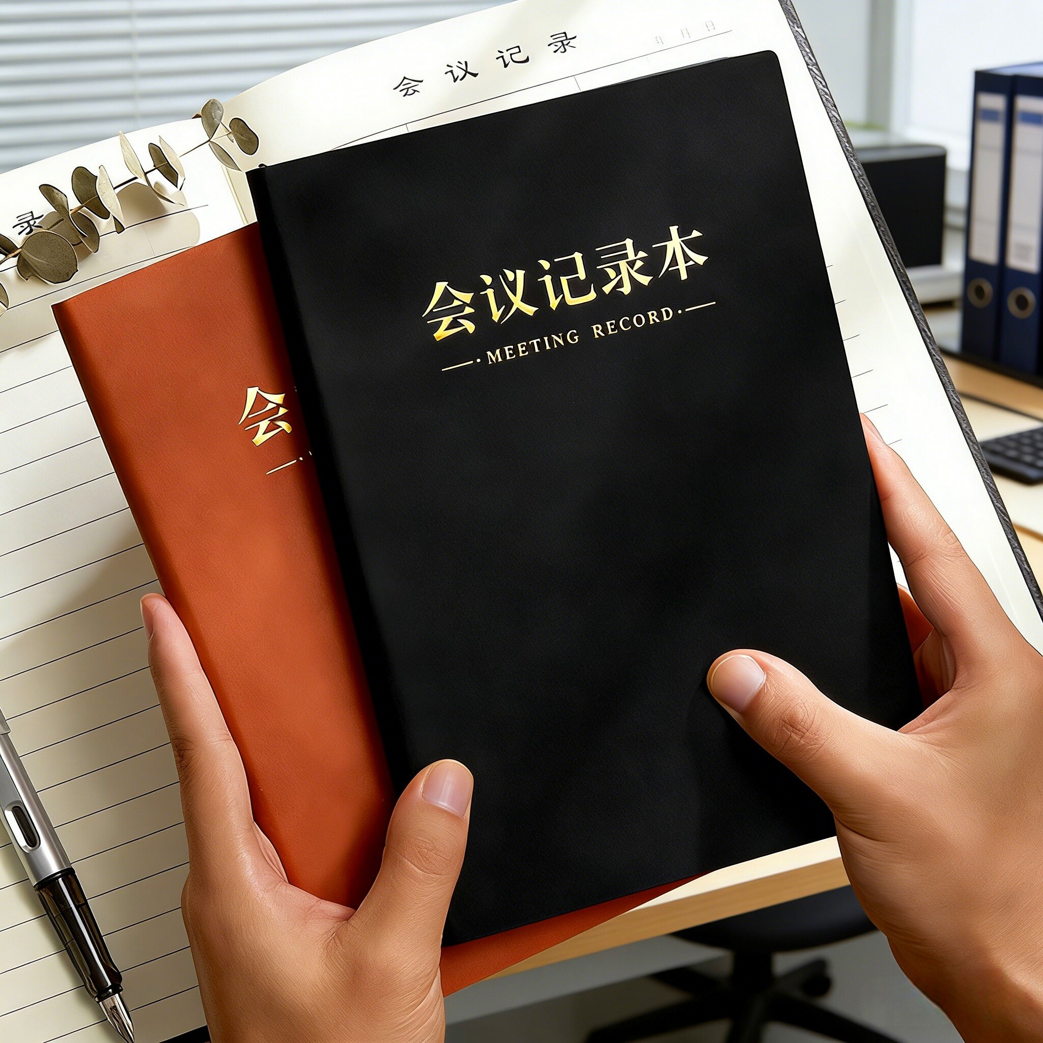 会议记录本办公专用a5笔记本本子企业商务工作开会记录复古记事本b