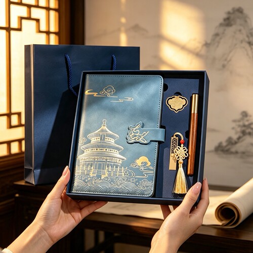 笔记本子新款高级套装礼盒定制可印logo记事本子a5简约中国风2026年高颜值国潮复古教师节送客户领导创意礼品