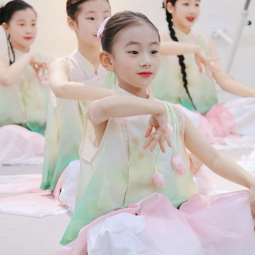 立春舞蹈服新款女童中国风古典舞蹈演出服练功服少儿身韵表演服